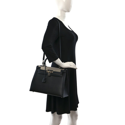 Hermes Berline Toile Swift Kelly Sellier 32 Black Ecru 2 of 10