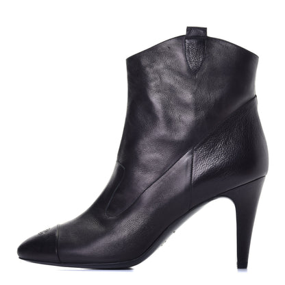 Chanel Lambskin Cap Toe Ankle Boots 39 Black 1 of 9