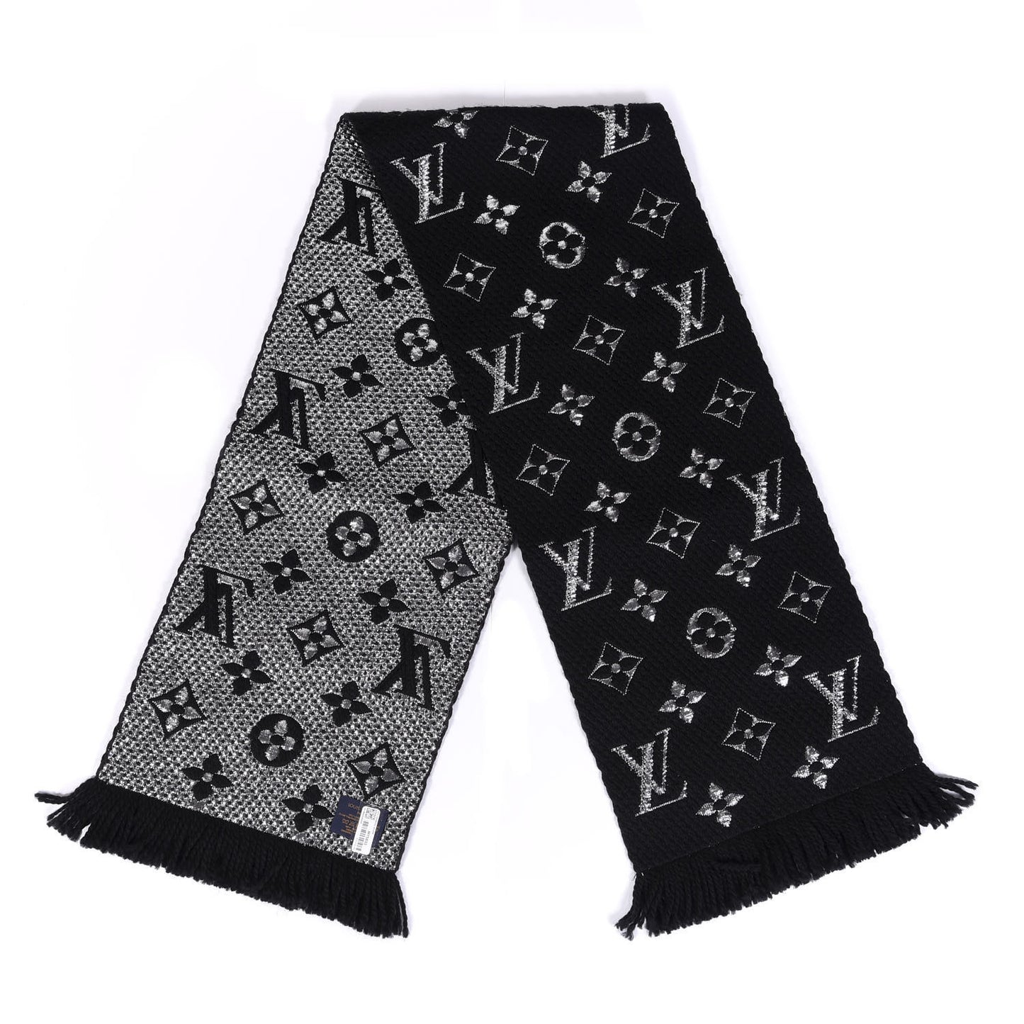 Wool Silk Logomania Shine Scarf Black