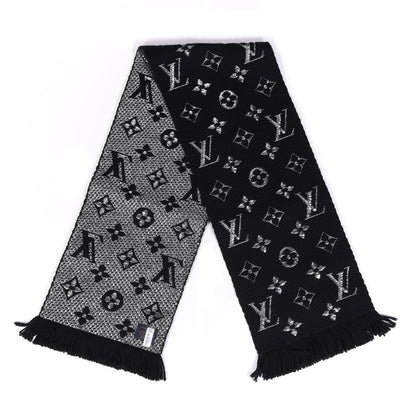 Louis Vuitton Wool Silk Logomania Shine Scarf Black 1 of 3