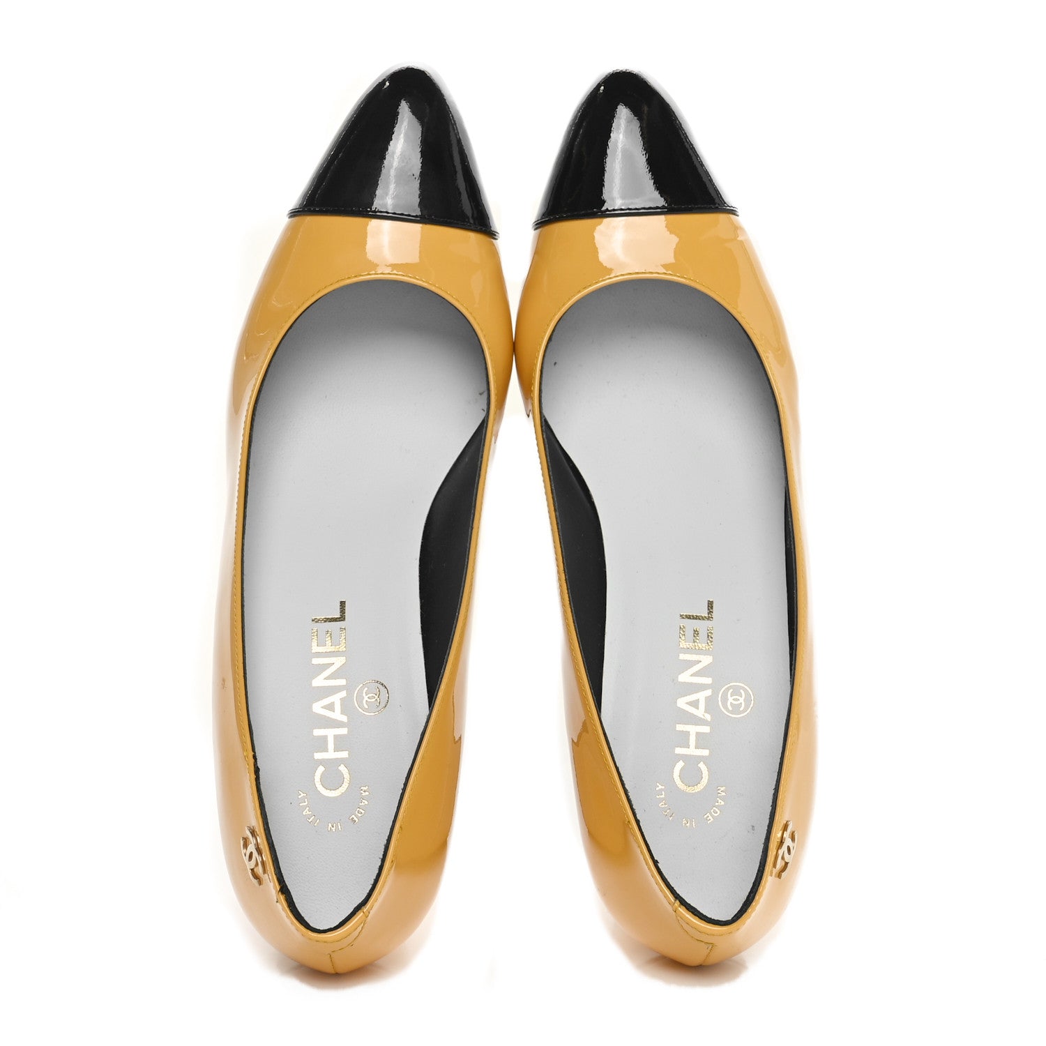 Chanel Patent Calfskin Pumps 38 Black Yellow 2 of 9
