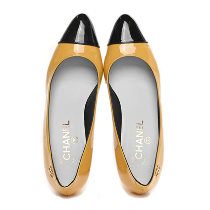 Chanel Patent Calfskin Pumps 38 Black Yellow 2 of 9