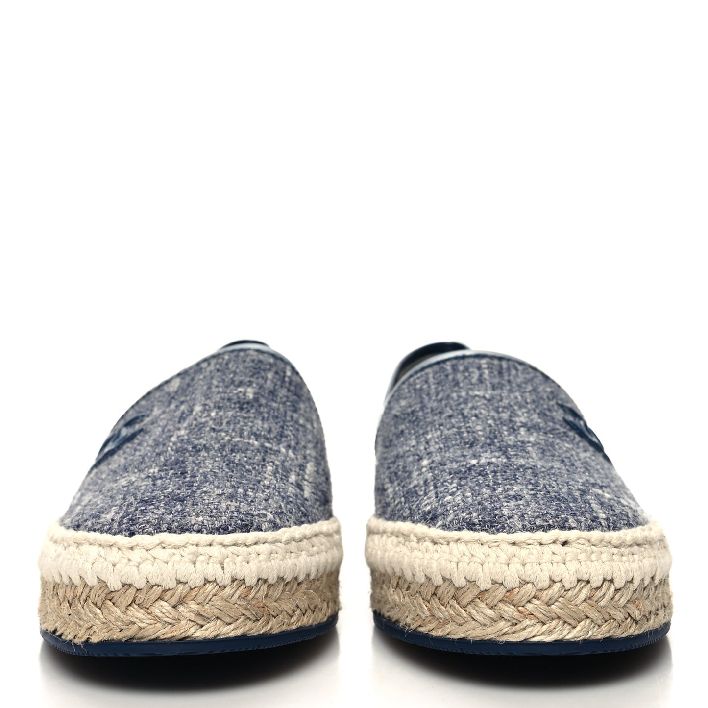 Fabric Patent Calfskin CC Espadrilles 38 Blue