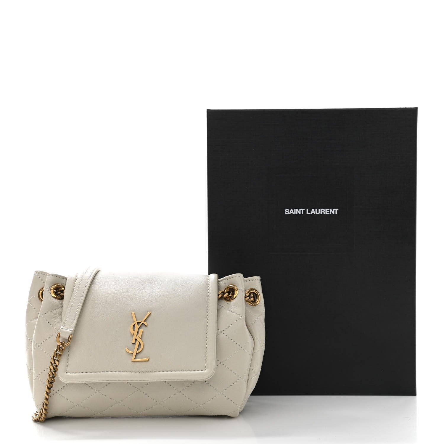 Saint Laurent Lambskin Quilted Monogram Mini Nolita Blanc Vintage 11 of 11