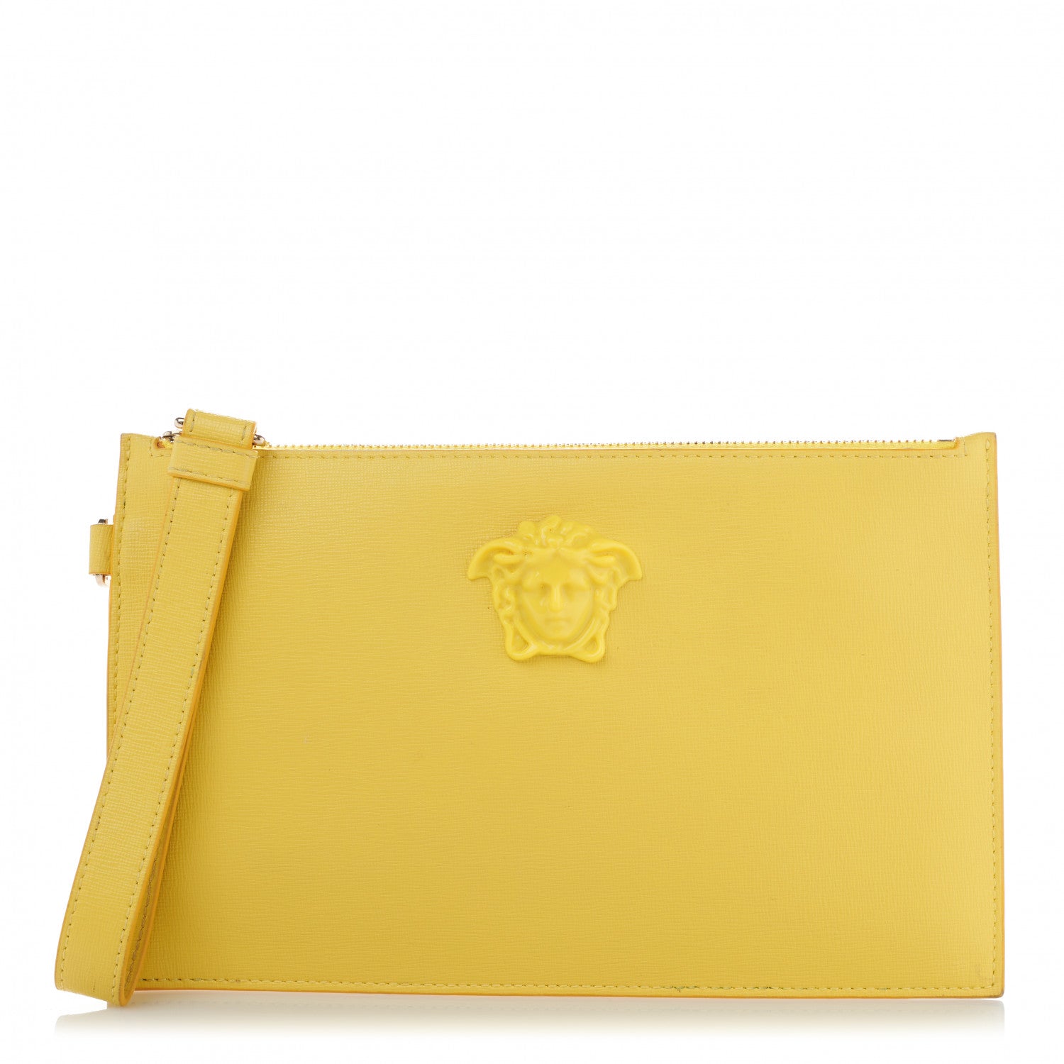 Versace Saffiano Palazzo Wristlet Pouch Yellow 1 of 9
