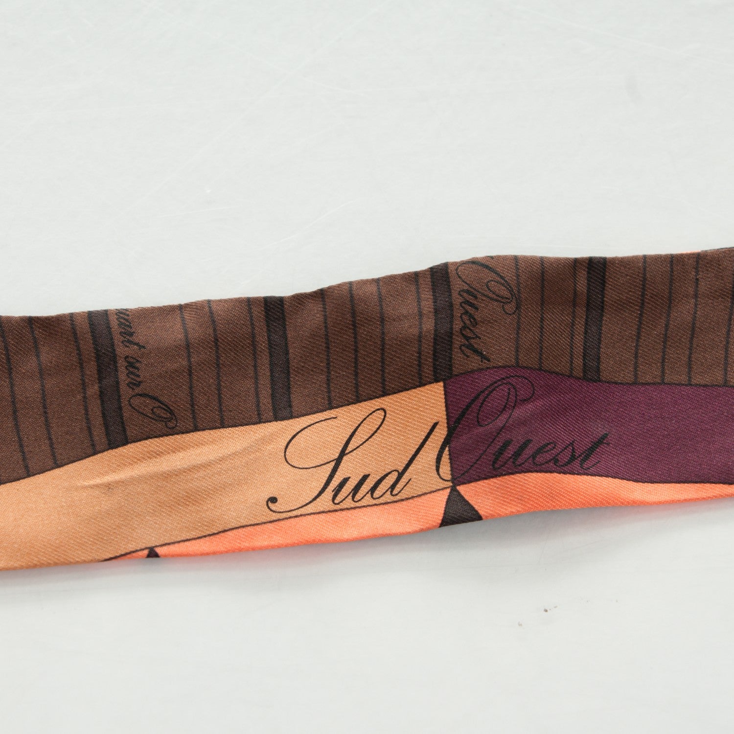 Hermes Silk La Rose Des Vents Twilly Marron Terracotta Vert 5 of 5