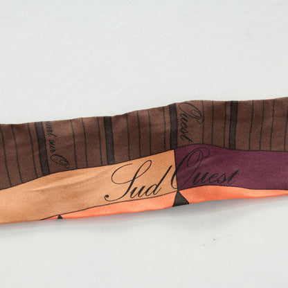 Hermes Silk La Rose Des Vents Twilly Marron Terracotta Vert 5 of 5