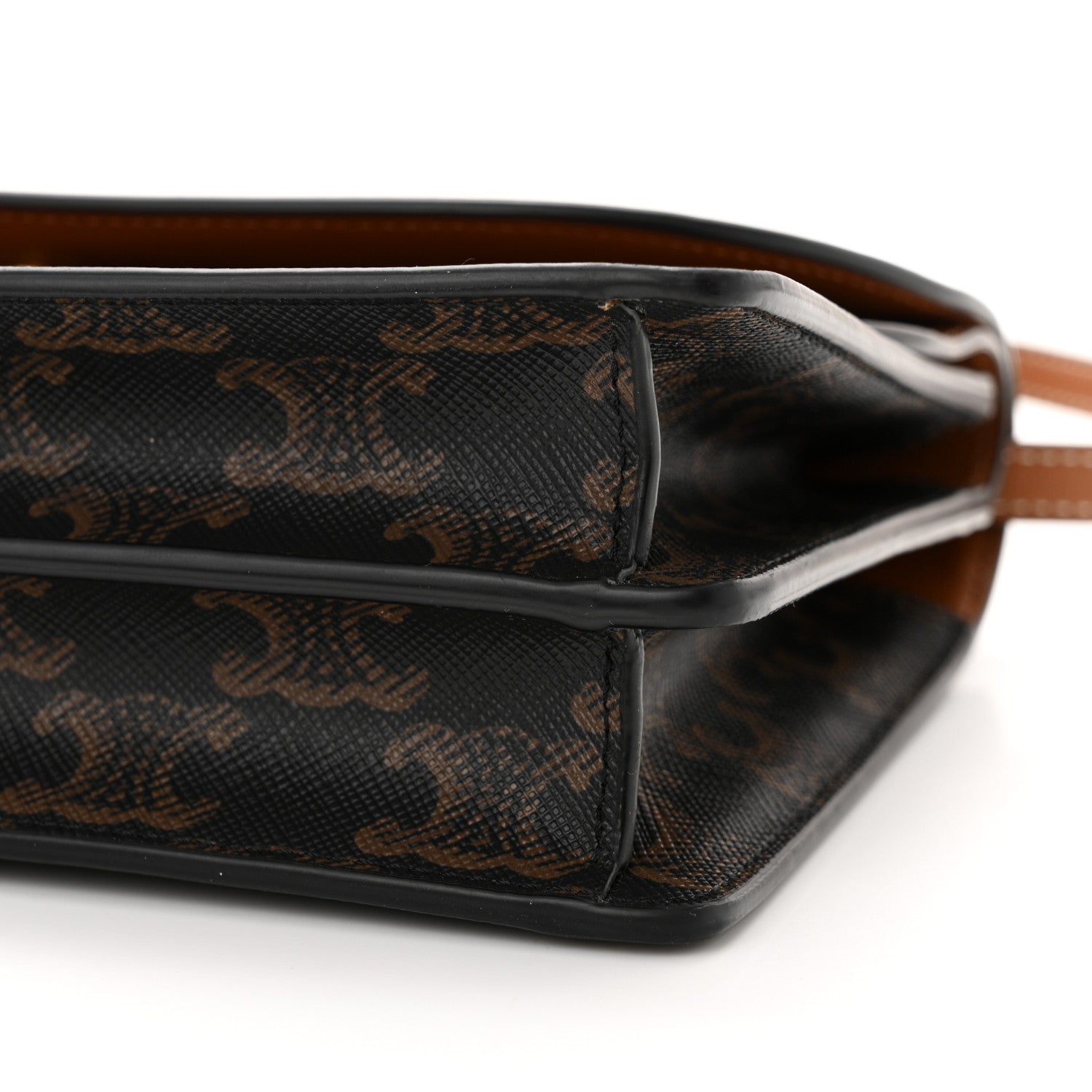 Celine Triomphe Canvas Lambskin Wallet On Strap Tan 10 of 14