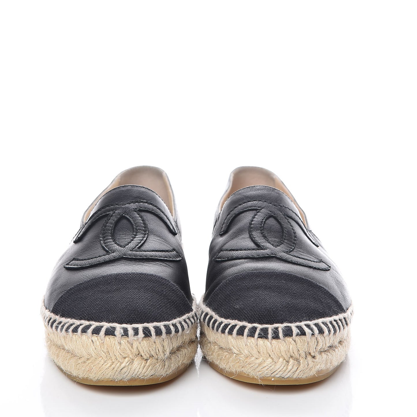 Lambskin Canvas Cap Toe CC Espadrilles 37 Black