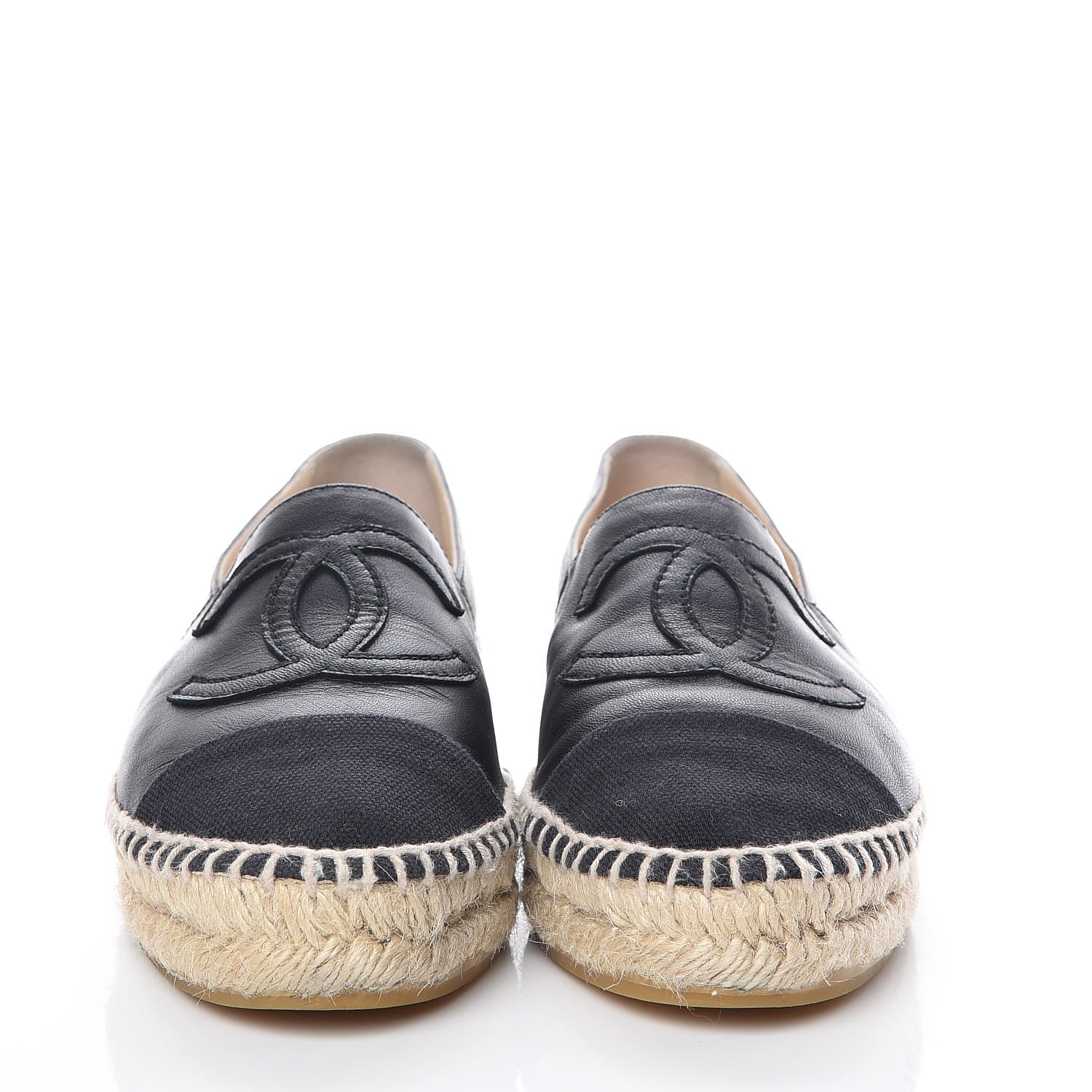 Chanel Lambskin Canvas Cap Toe CC Espadrilles 37 Black 2 of 17
