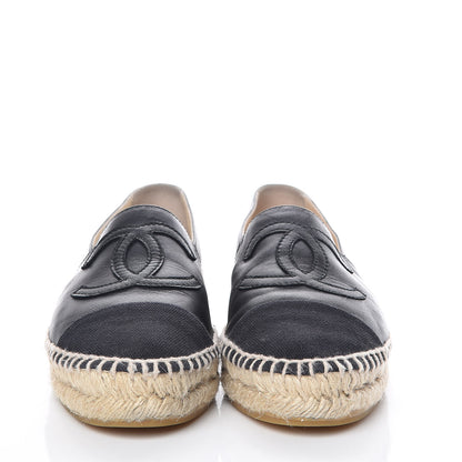Chanel Lambskin Canvas Cap Toe CC Espadrilles 37 Black 2 of 17