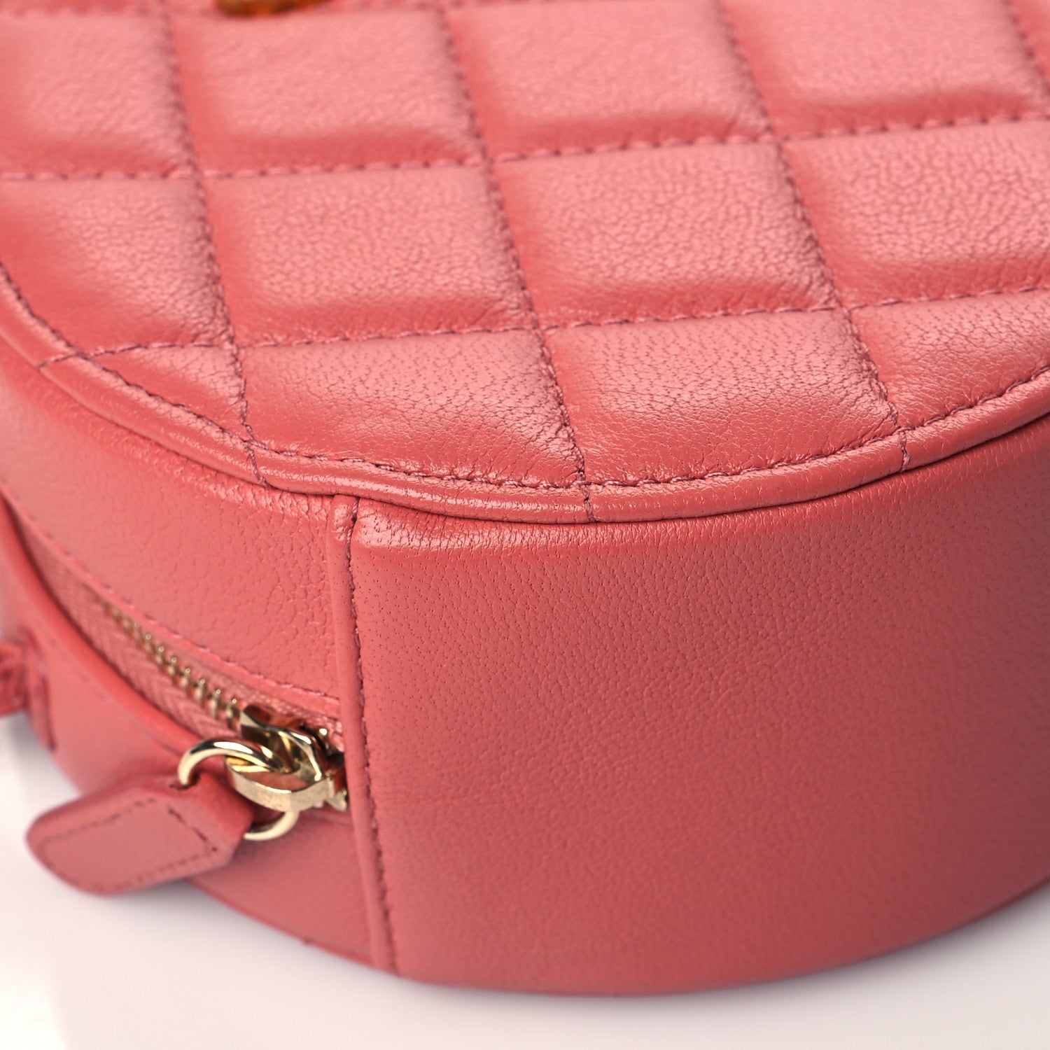 Chanel Goatskin Quilted Chanel 19 Round Clutch With Chain Coral 9 of 11
