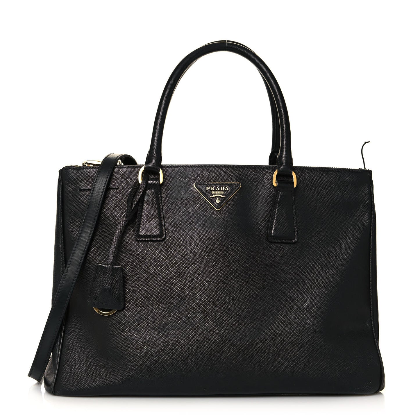 Saffiano Medium Galleria Double Zip Tote Black
