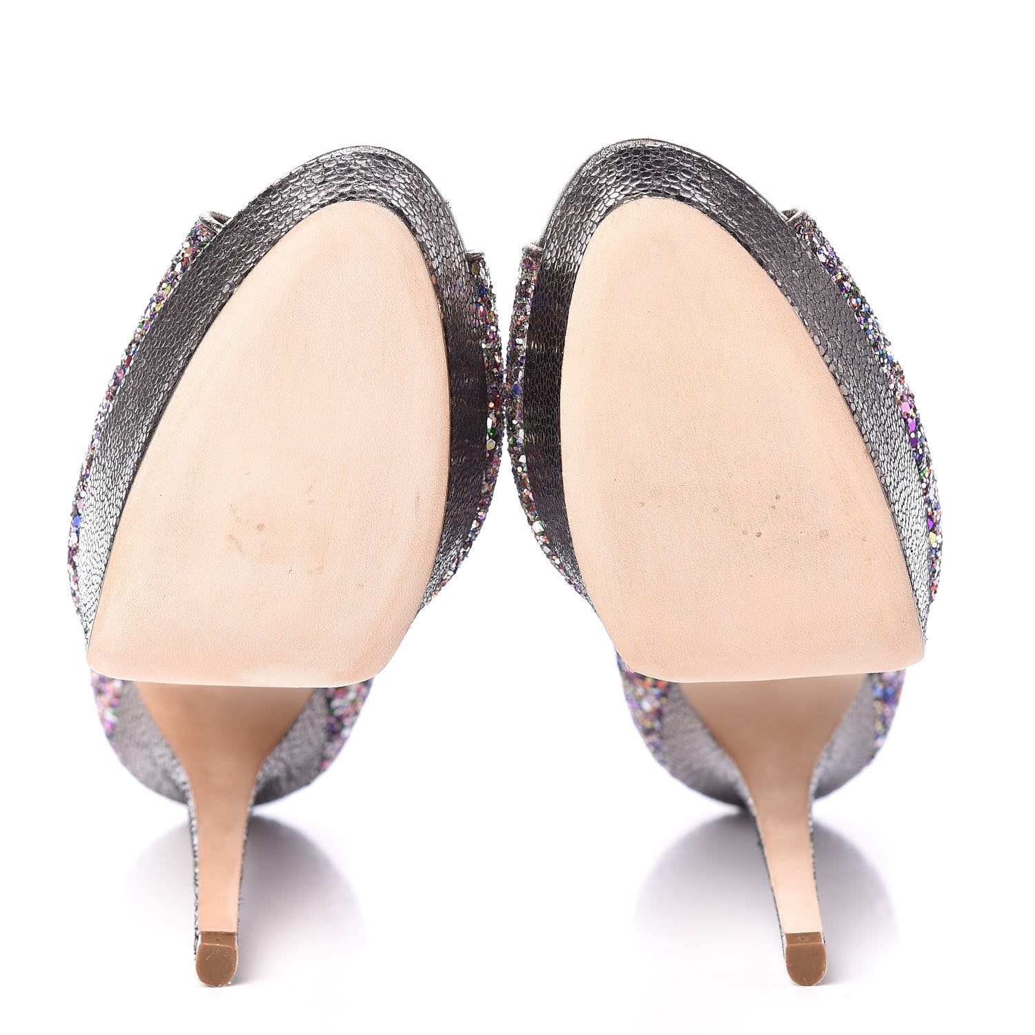 Jimmy Choo Glitter Fabric Vibe Peep Toe Platform Pumps 40 Multicolor 7 of 18