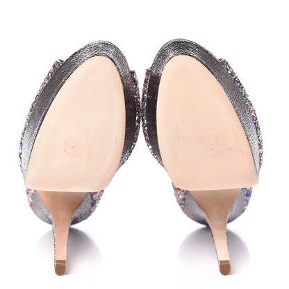 Jimmy Choo Glitter Fabric Vibe Peep Toe Platform Pumps 40 Multicolor 7 of 18