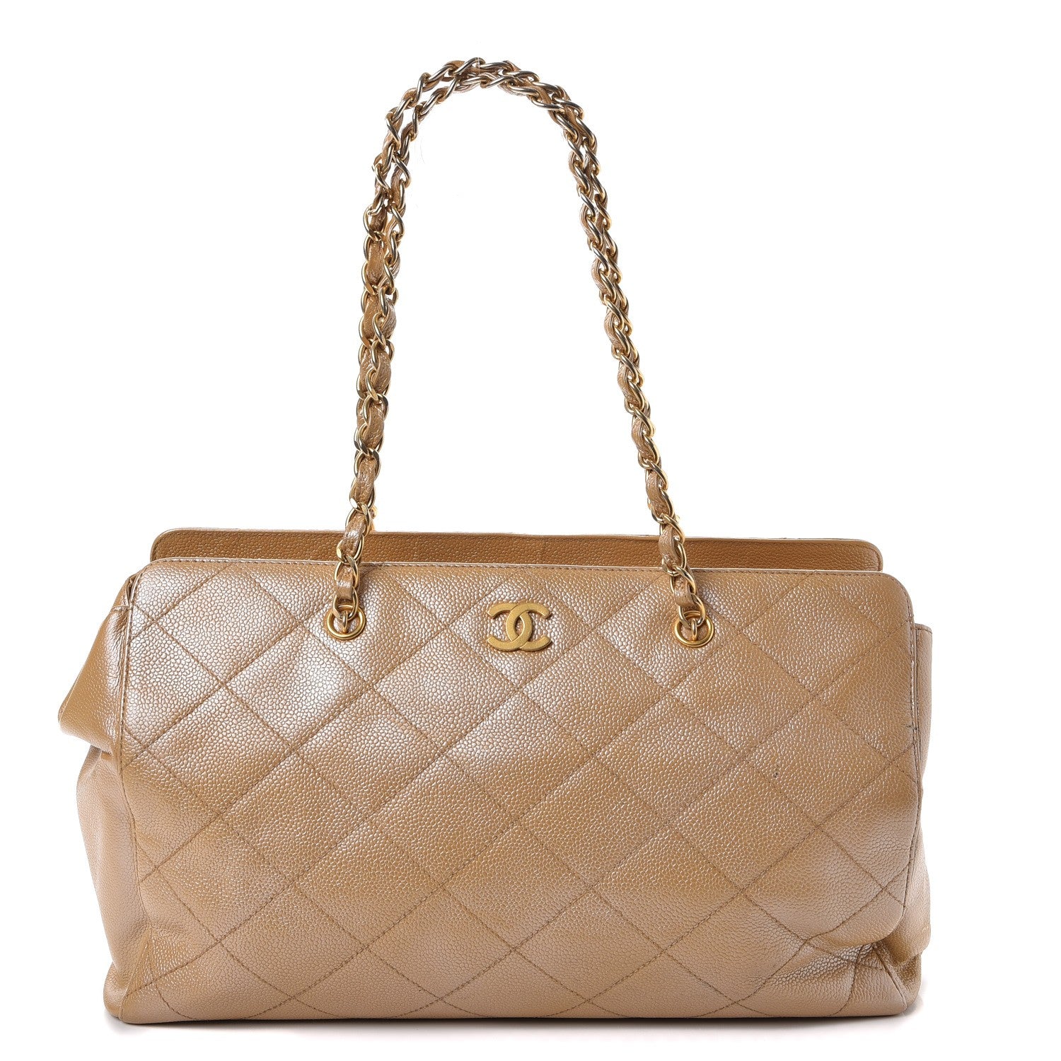Chanel Metallic Caviar Quilted Shopping Tote Beige 1 of 14