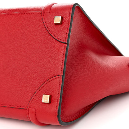 Celine Drummed Calfskin Mini Luggage Coquelicot 10 of 12