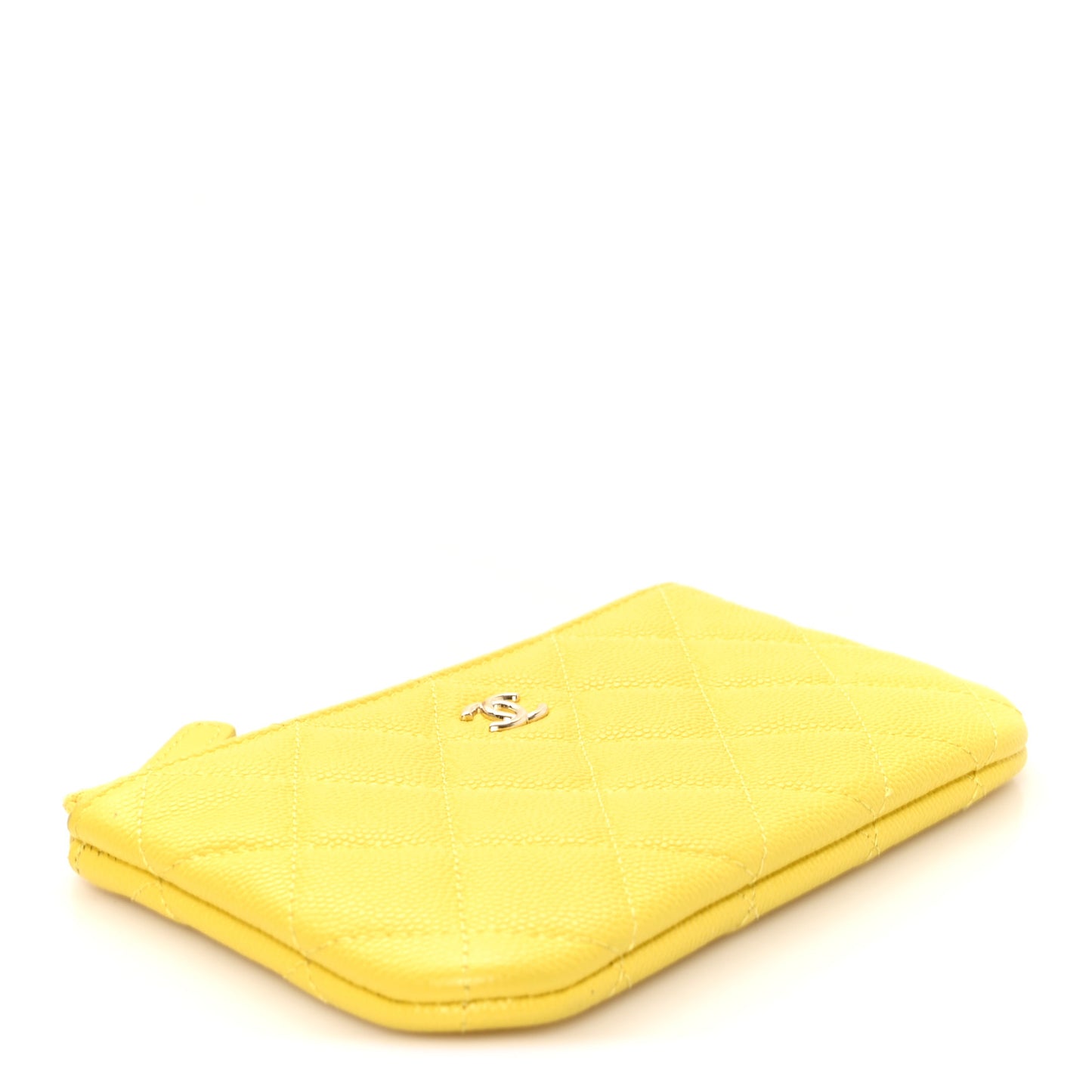 Caviar Quilted Small Cosmetic Case Yellow