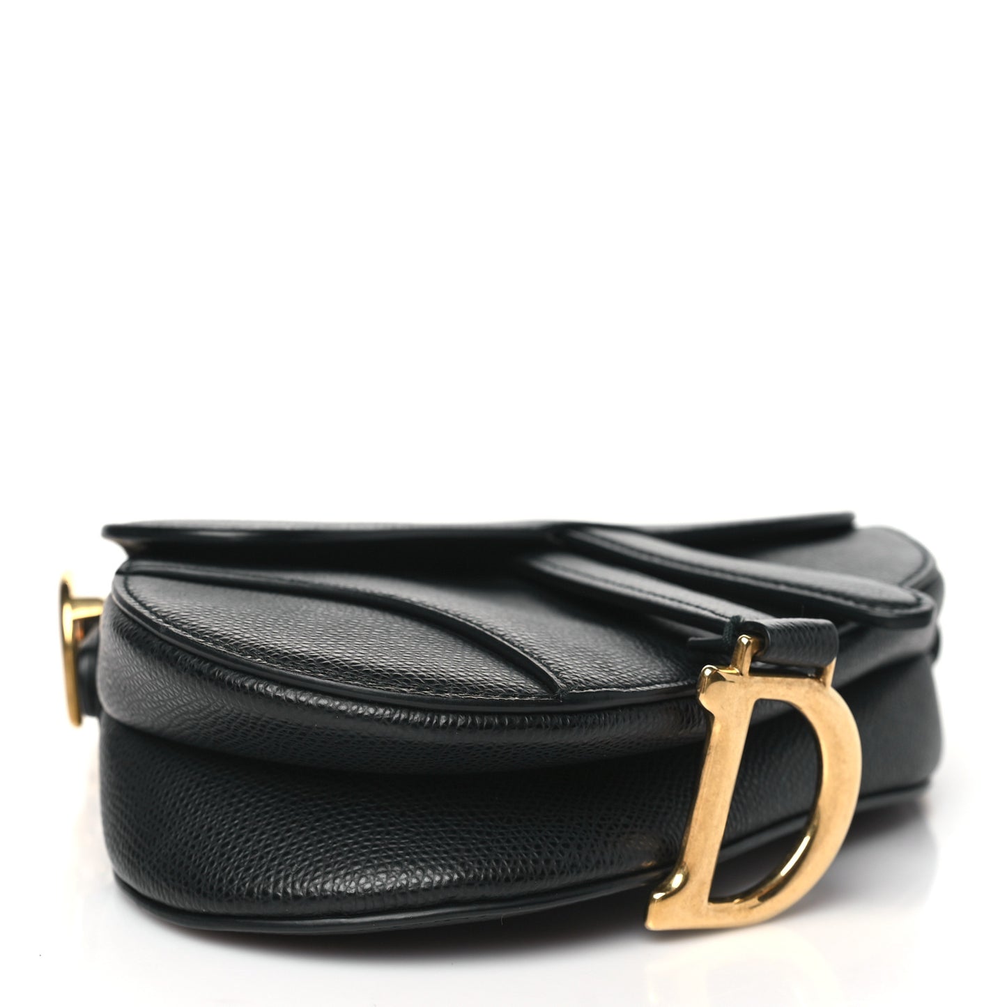 Grained Calfskin Mini Saddle Bag Black