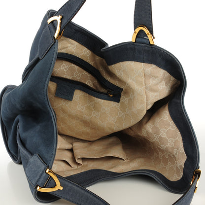 Gucci Nubuck Medium Soft Stirrup Shoulder Bag Navy 5 of 7