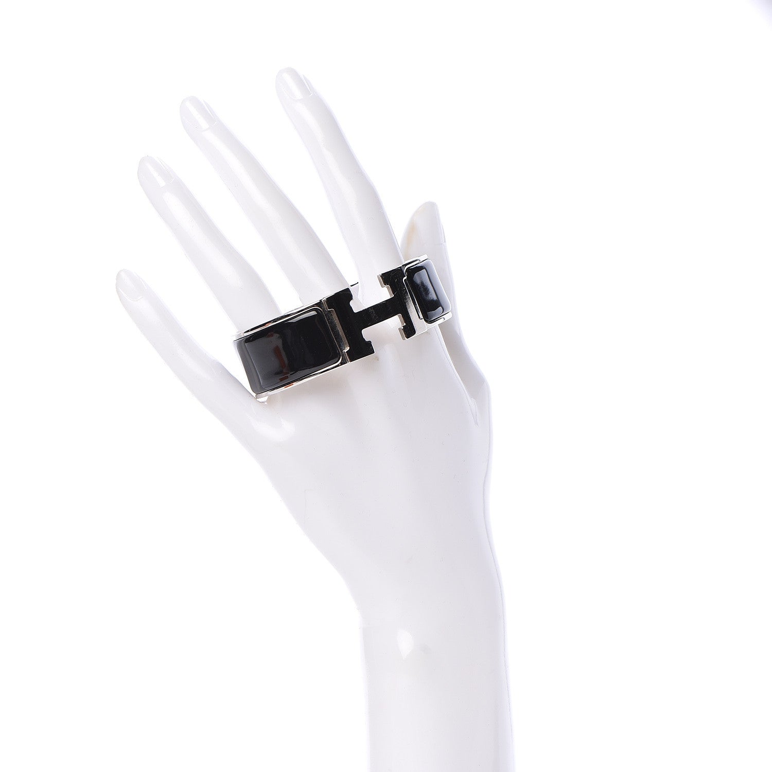 Hermes Enamel Wide Clic Clac H Bracelet PM Black 2 of 6