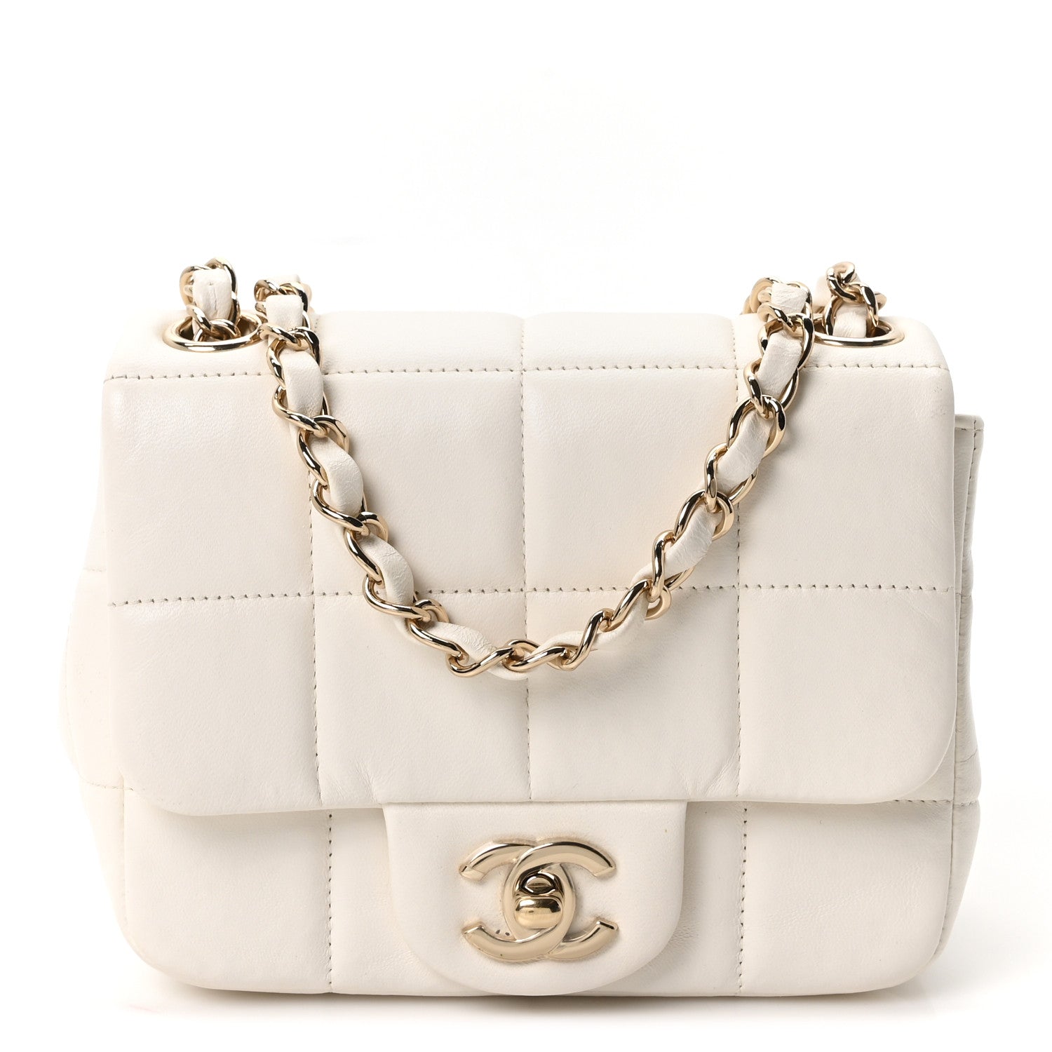 Chanel Lambskin Resin Crystal Square Quilted Monacoco Mini Square Flap White 1 of 11