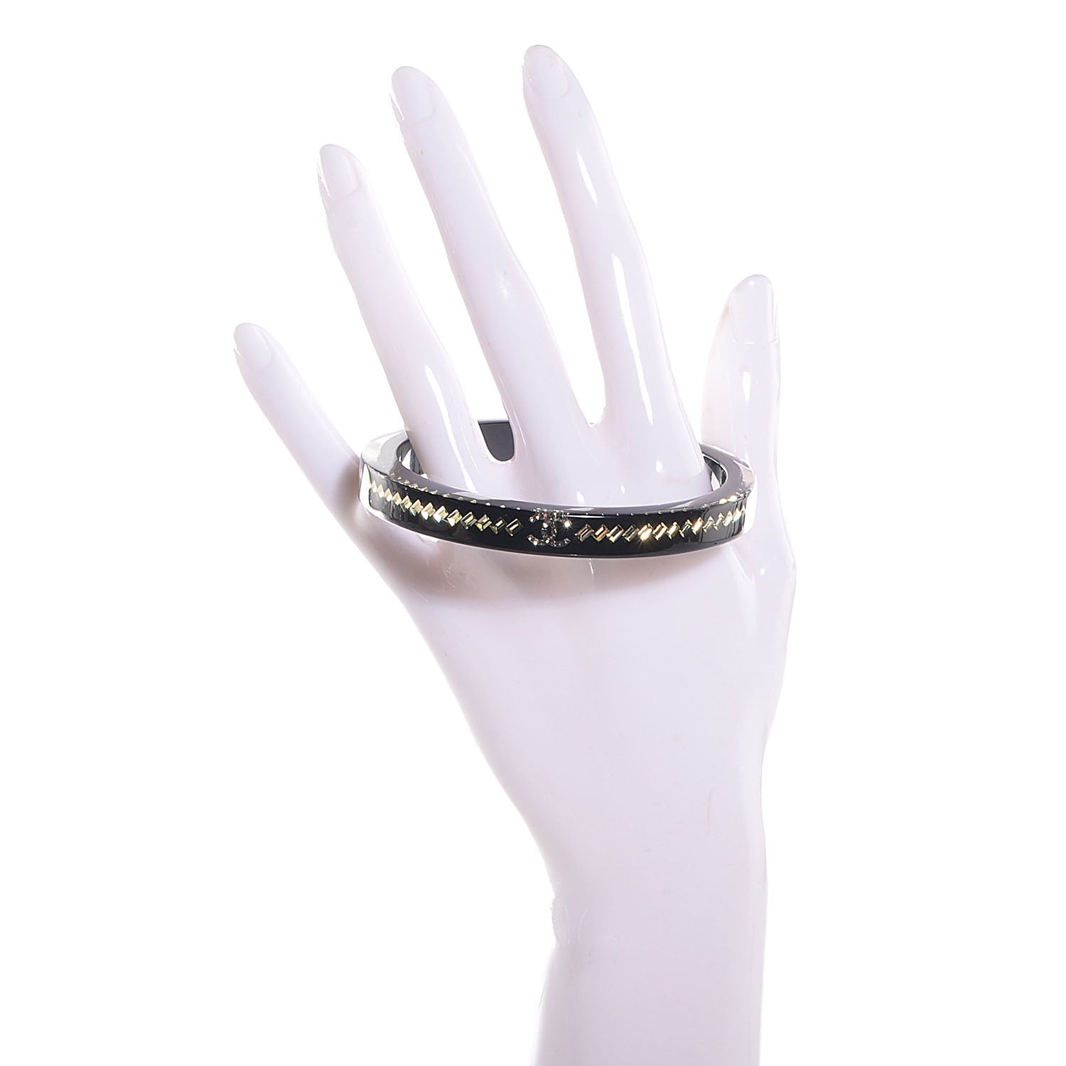 Chanel Resin Crystal CC Bangle Black 2 of 4