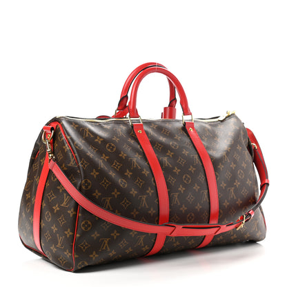Louis Vuitton Calfskin Monogram Keepall Bandouliere 50 Coquelicot 3 of 10