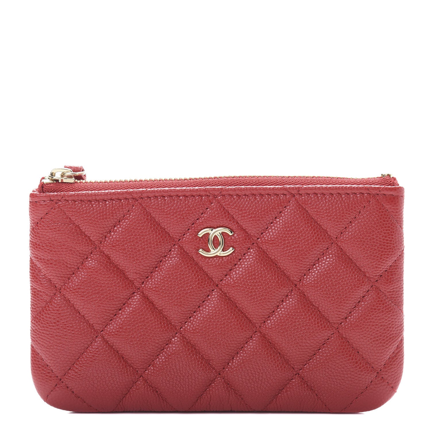 Chanel Shiny Caviar Quilted Small Cosmetic Case Red 1 of 8