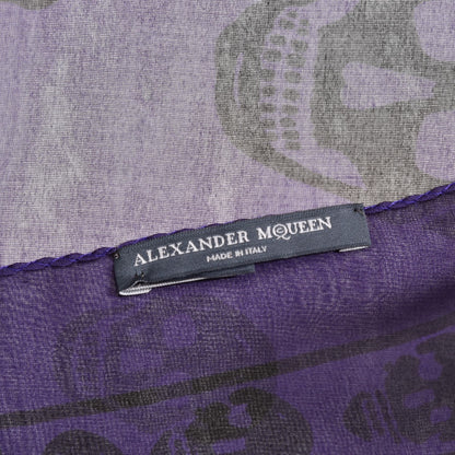 Alexander McQueen Wool Silk Cashmere Skull Scarf Purple 5 of 5