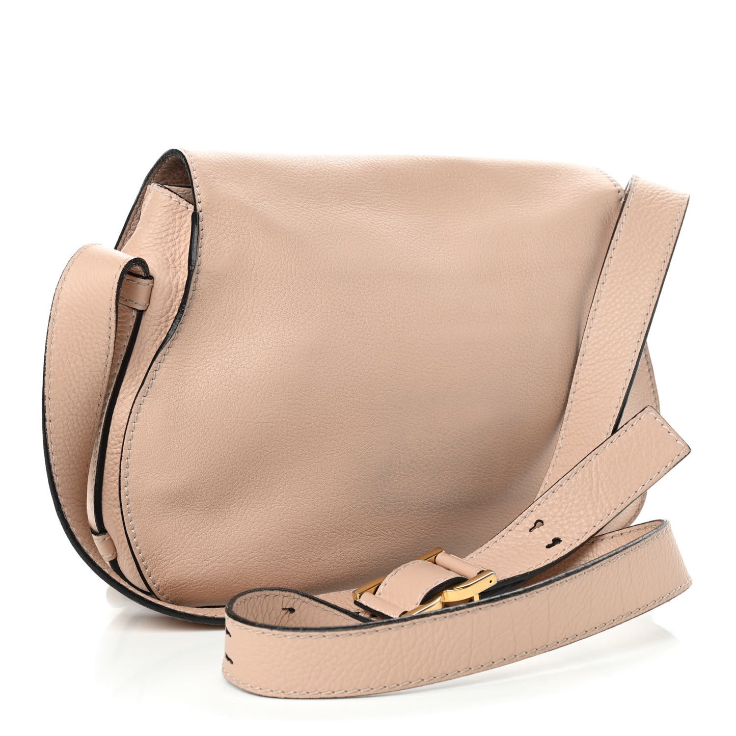 Calfskin Medium Marcie Round Crossbody Bag Blush Nude