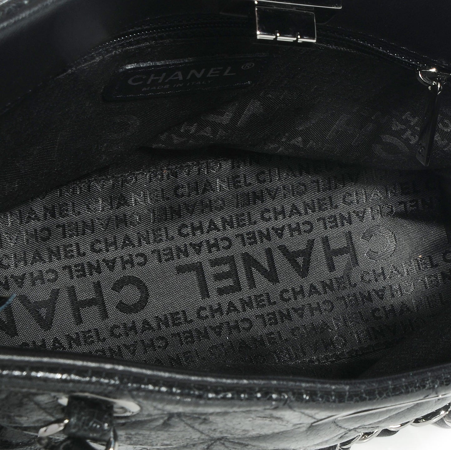 Glazed Crackled Calfskin Small Reissue Tote Black