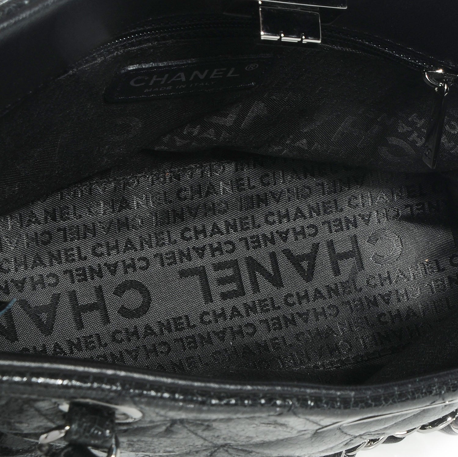 Chanel Glazed Crackled Calfskin Small Reissue Tote Black 6 of 8
