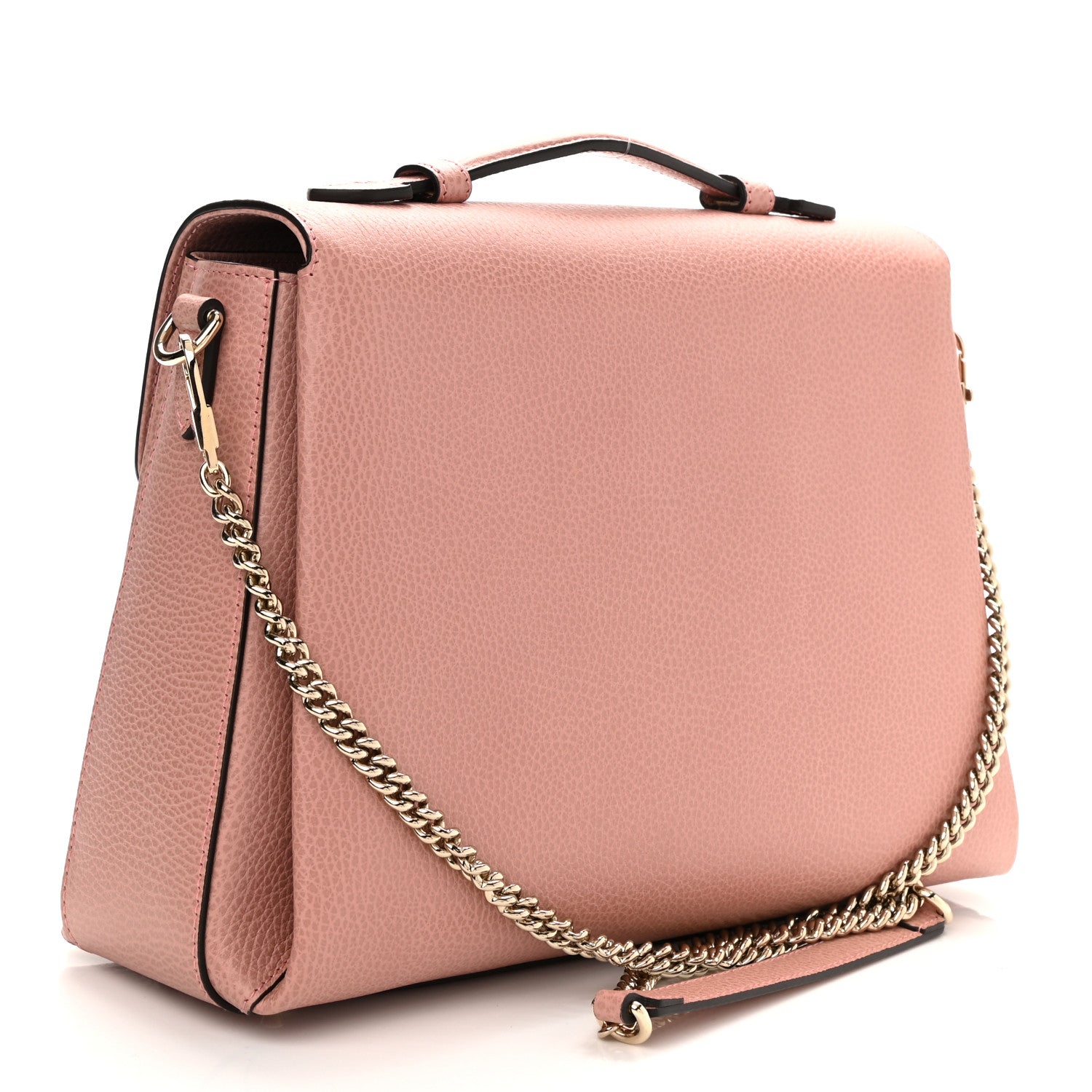 Gucci Dollar Calfskin Medium Interlocking G Top Handle Shoulder Bag Soft Pink 3 of 8