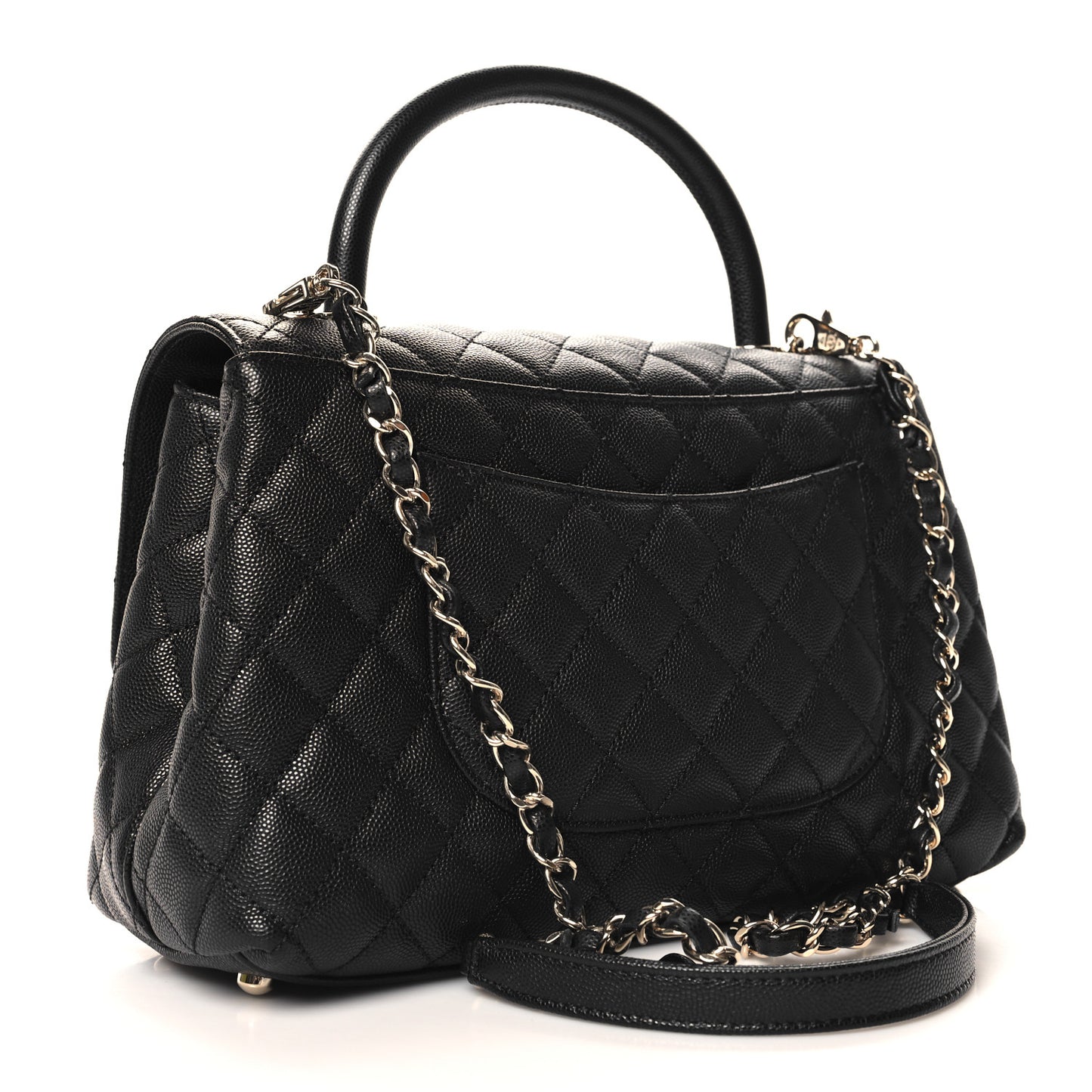 Caviar Quilted Small Coco Handle Flap Black