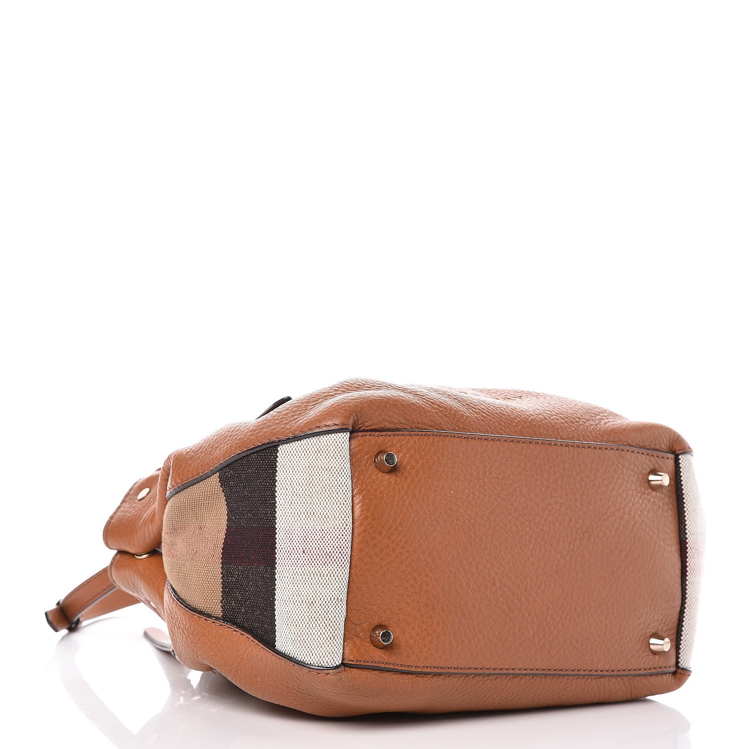 Burberry Grainy Calfskin House Check Small Maidstone Brown 4 of 13