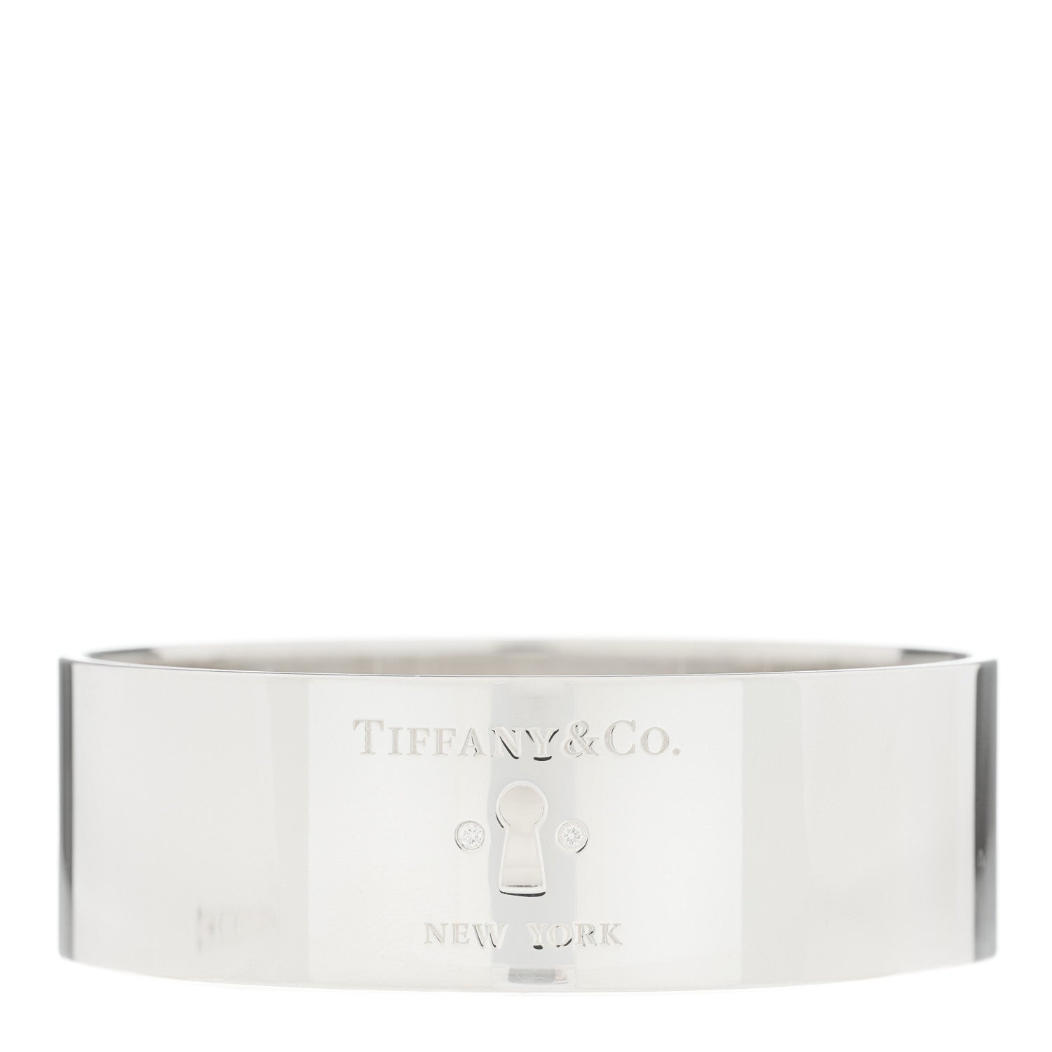 Tiffany Sterling Silver Diamond Wide Locks Bangle Bracelet 1 of 4