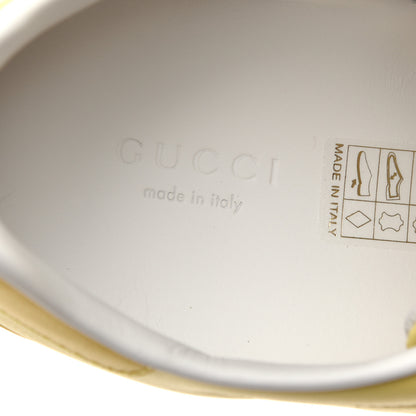 Gucci Calfskin Interlocking G Perforated Womens Ace Sneakers 38.5 Banana Straw Yellow 7 of 9