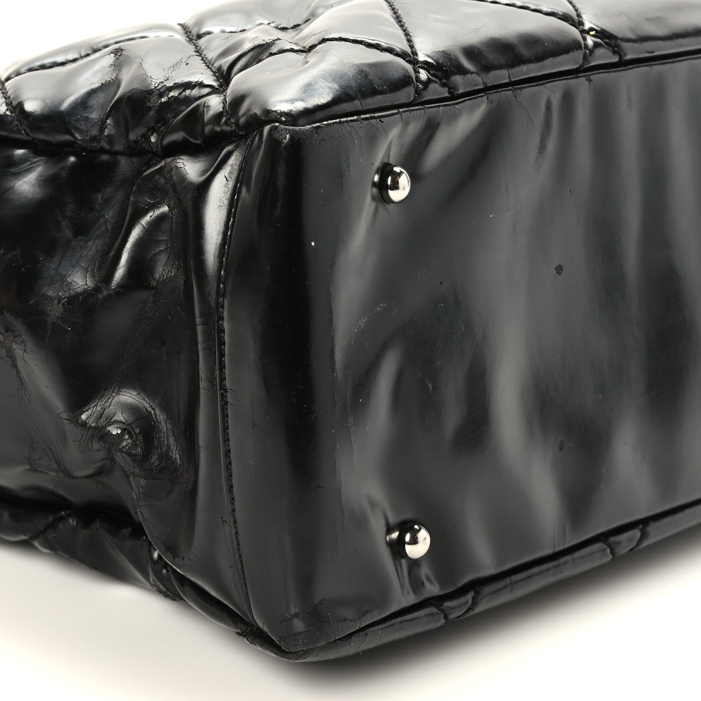Vinyl Quilted Large Paris Biarritz Tote Black