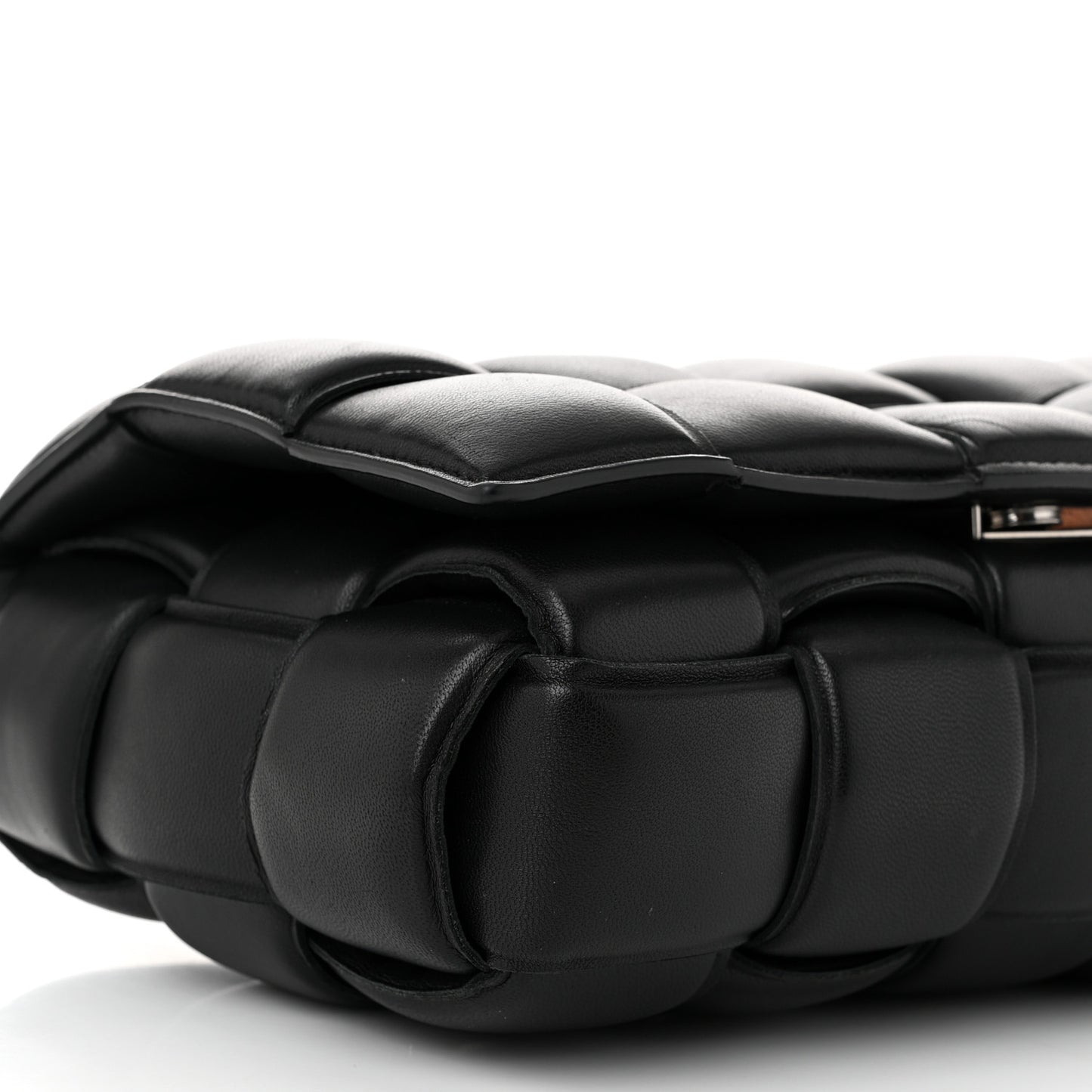 Nappa Maxi Intreccio Padded Cassette Crossbody Bag Black