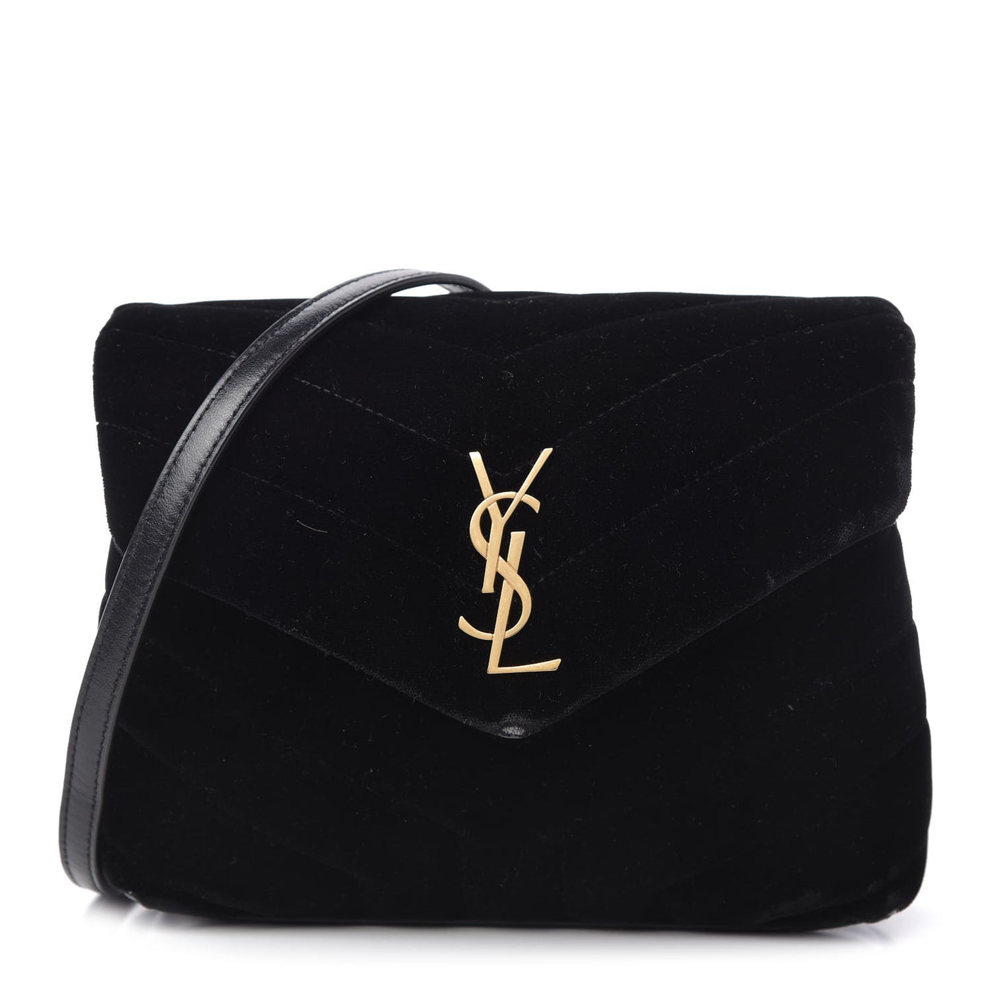 Velvet Y Quilted Monogram Toy Loulou Chain Satchel French Black