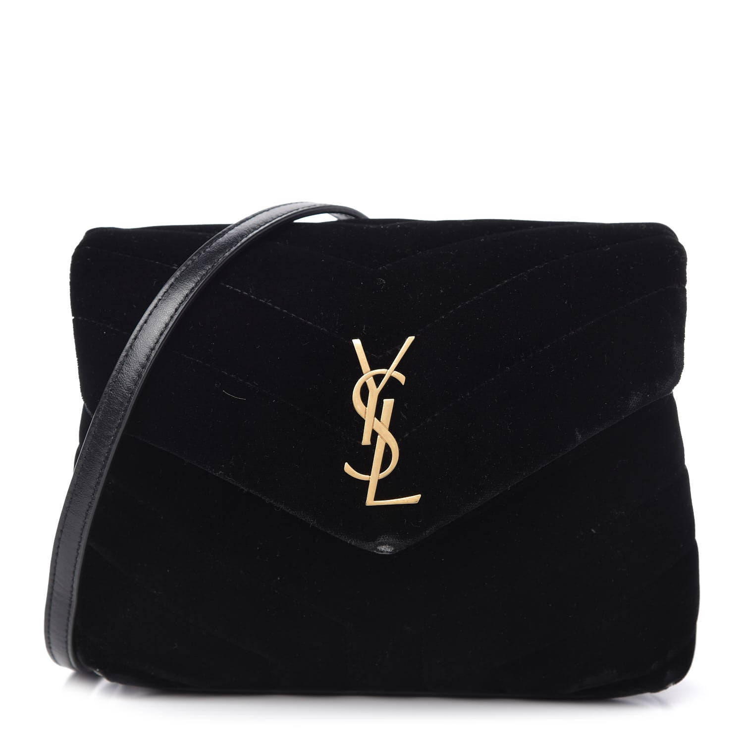 Saint Laurent Velvet Y Quilted Monogram Toy Loulou Chain Satchel French Black 1 of 10