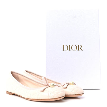 Christian Dior Calfskin Cannage Pearl Bow Ballet Flats 37 Rose Quartz 10 of 10