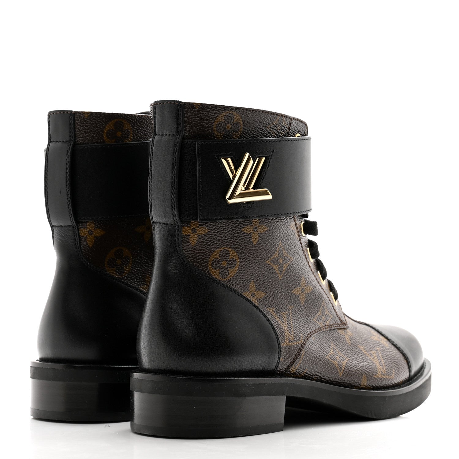 Louis Vuitton Calfskin Monogram Wonderland Flat Ranger Boots 38 Black 4 of 10