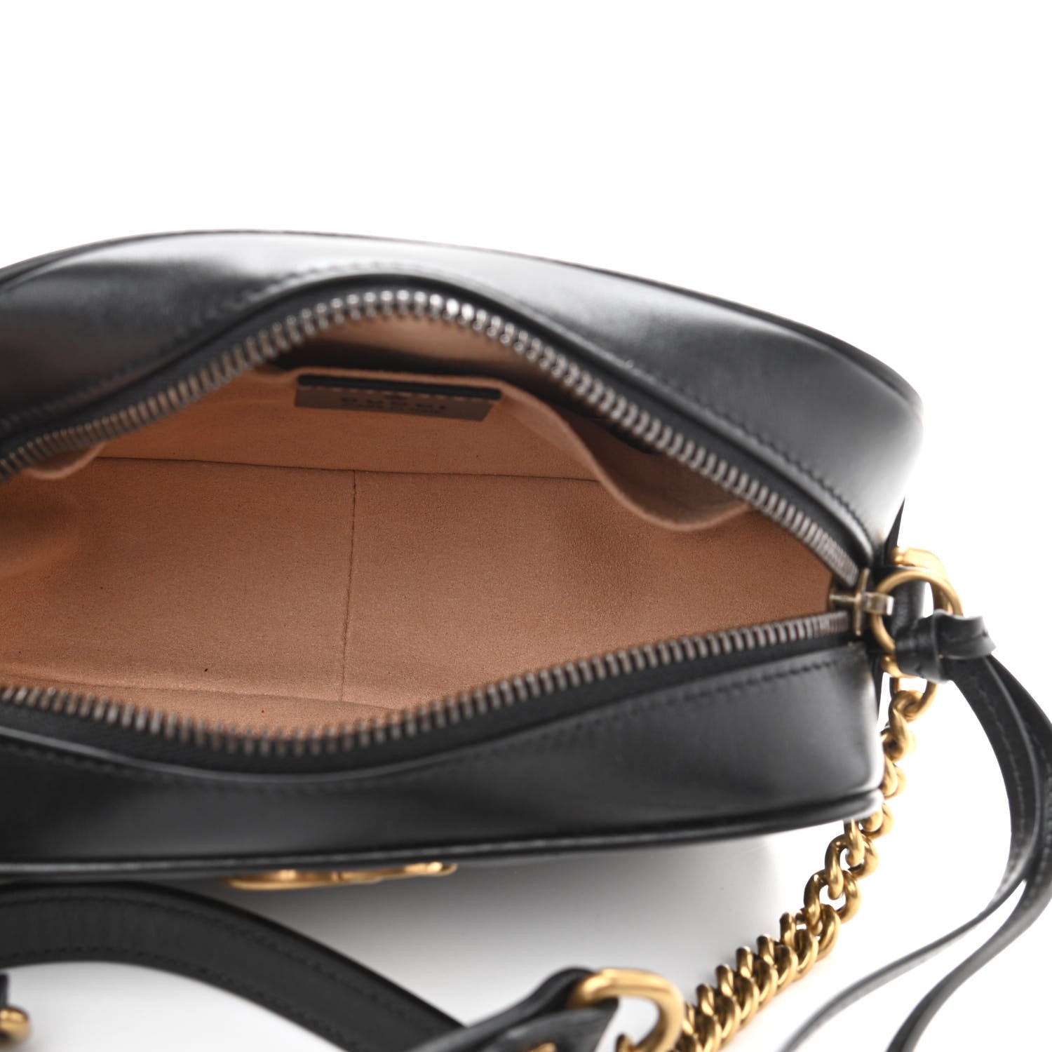 Gucci Calfskin Matelasse Mini GG Marmont Chain Shoulder Bag Black 7 of 10