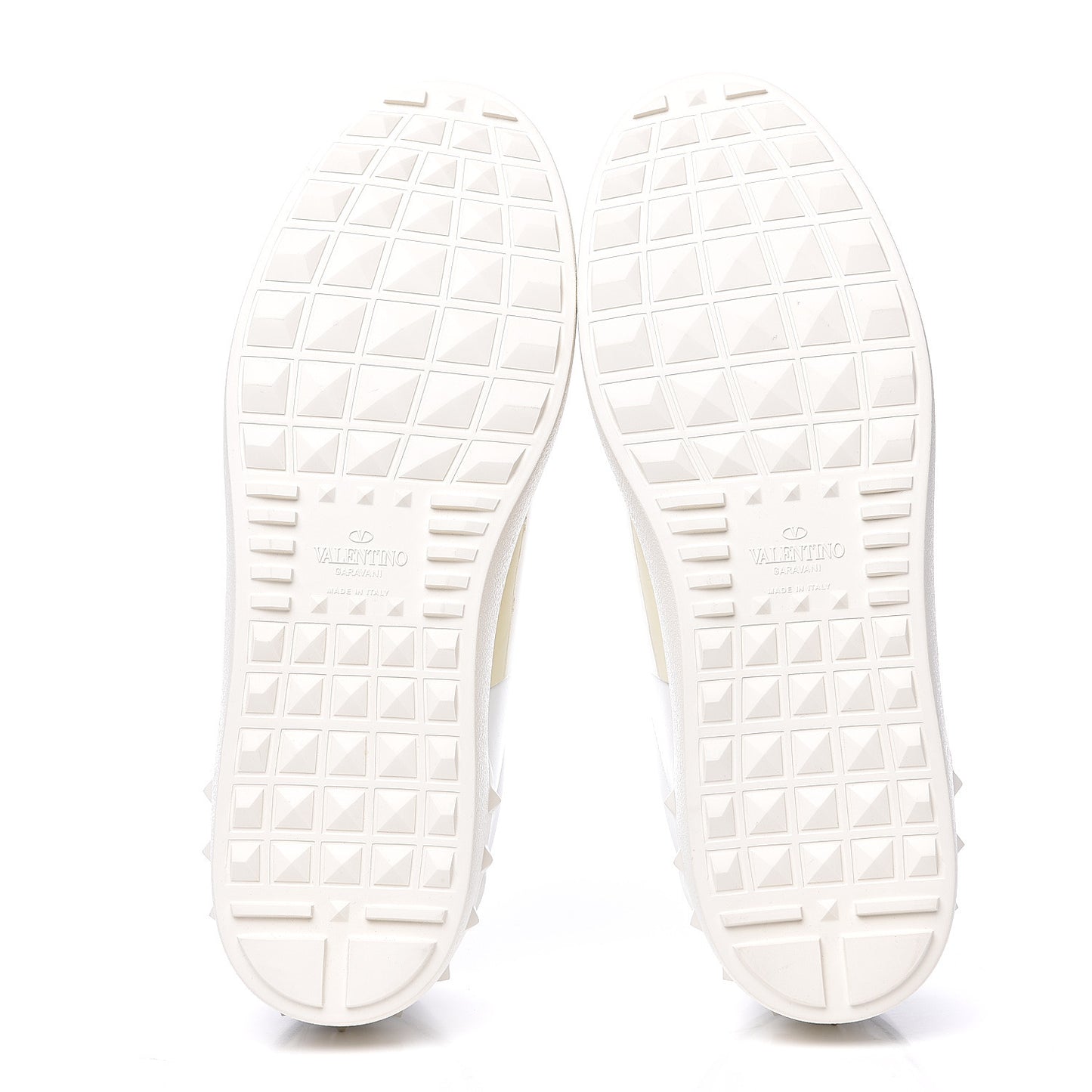 Calfskin Patent Mens Rockstud Open Sneakers 45 Bianco