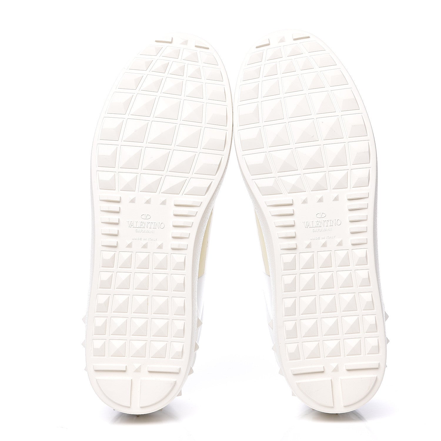 Valentino Garavani Calfskin Patent Mens Rockstud Open Sneakers 45 Bianco 5 of 9