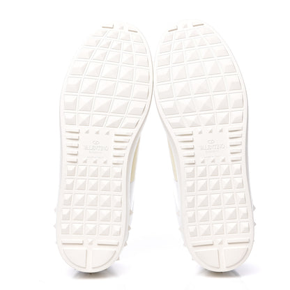 Valentino Garavani Calfskin Patent Mens Rockstud Open Sneakers 45 Bianco 5 of 9