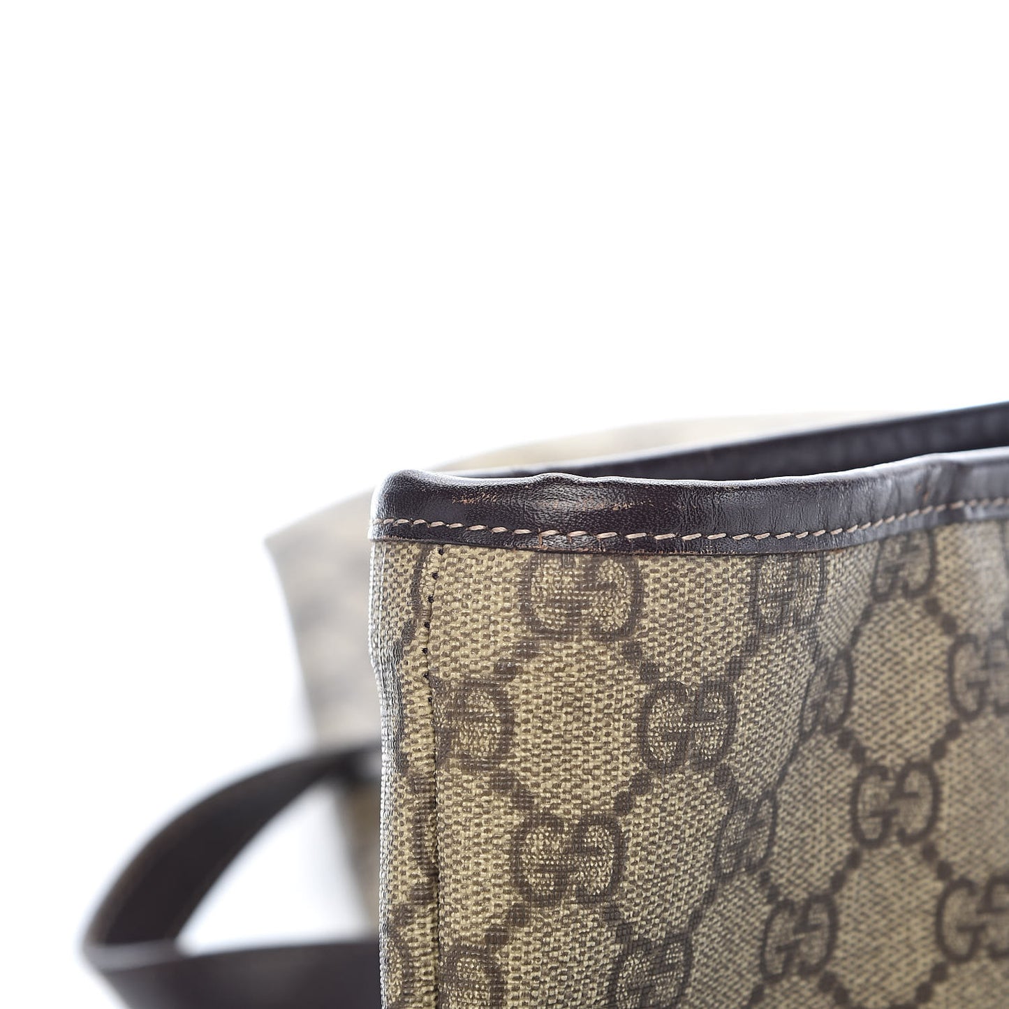 GG Supreme Monogram Medium Zippered Shopping Tote Dark Brown