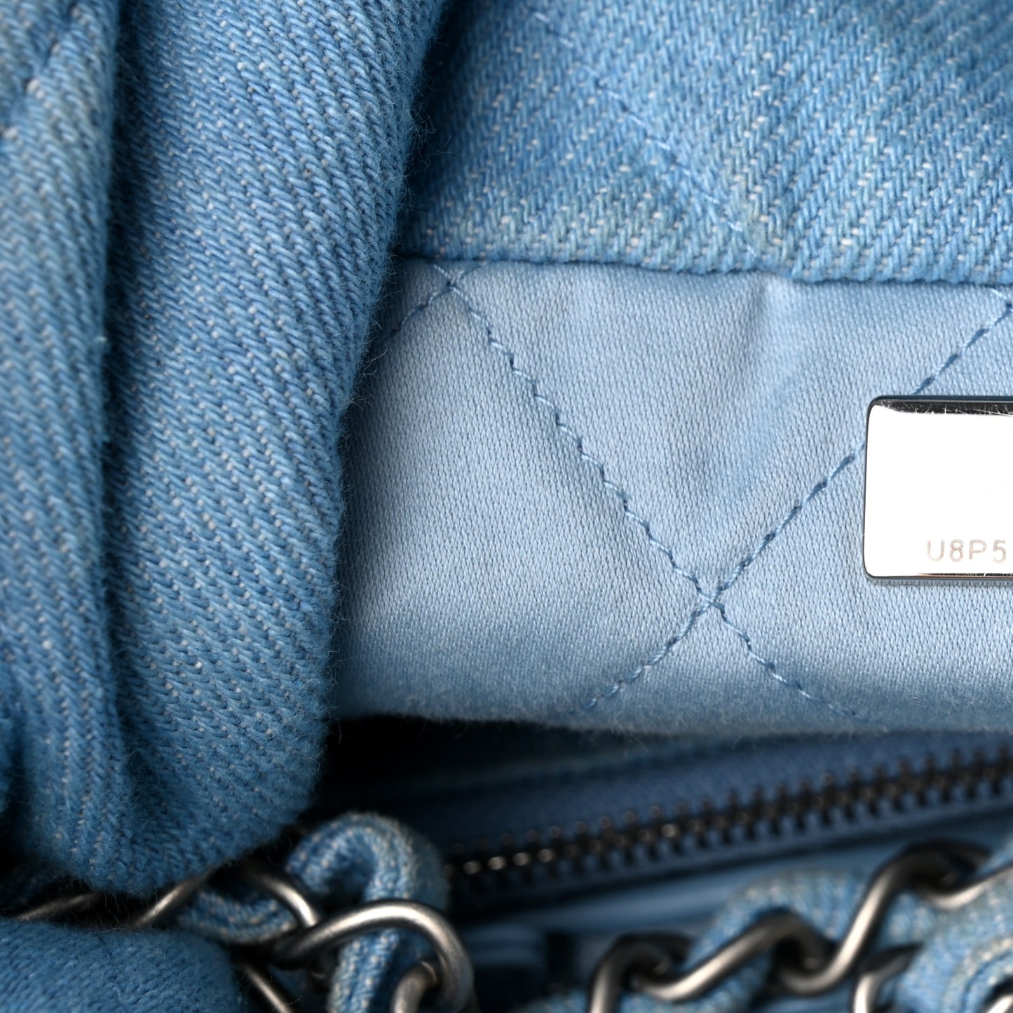 Denim Quilted Chanel 22 Light Blue